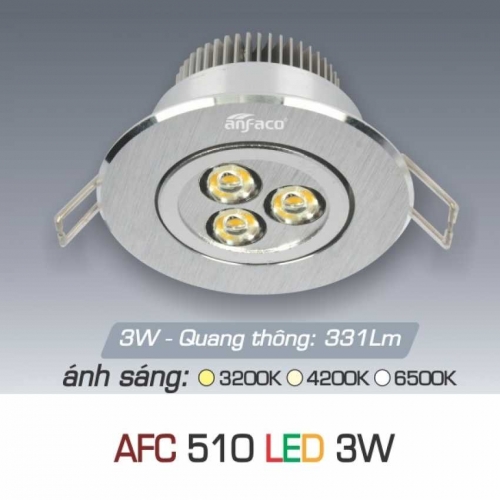 Đèn âm trần downlight Anfaco AFC 510 3W