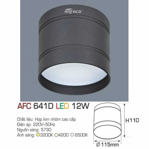 Đèn lon ốp nổi Anfaco AFC 641D vỏ đen 12W ánh sáng trung tính