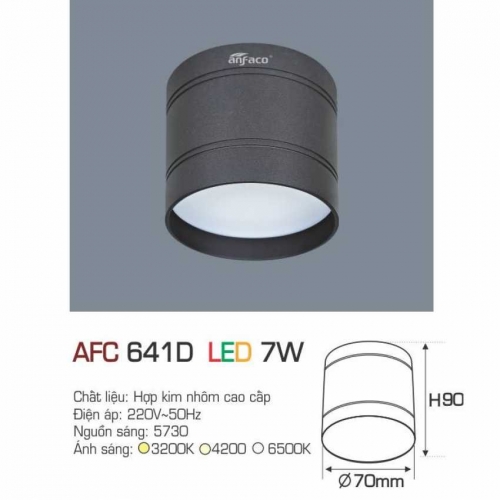 Đèn lon ốp nổi Anfaco AFC 641D vỏ đen 7W ánh sáng trung tính