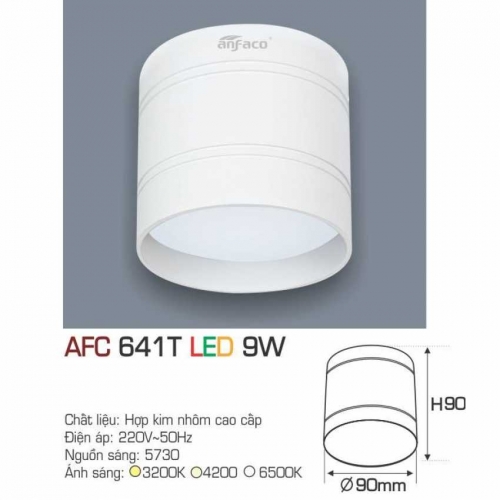 Đèn lon ốp nổi Anfaco AFC 641T vỏ trắng 9W ánh sáng trung tính