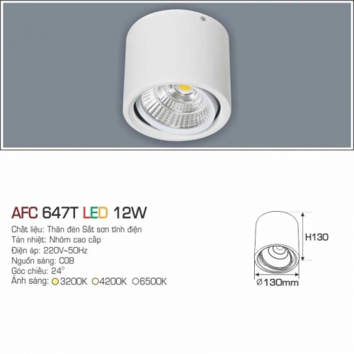 Đèn lon nổi Anfaco AFC 647T vỏ trắng 12W ánh sáng trắng