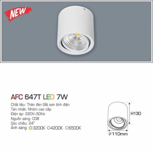 Đèn lon nổi Anfaco AFC 647T vỏ trắng 7W ánh sáng trung tính