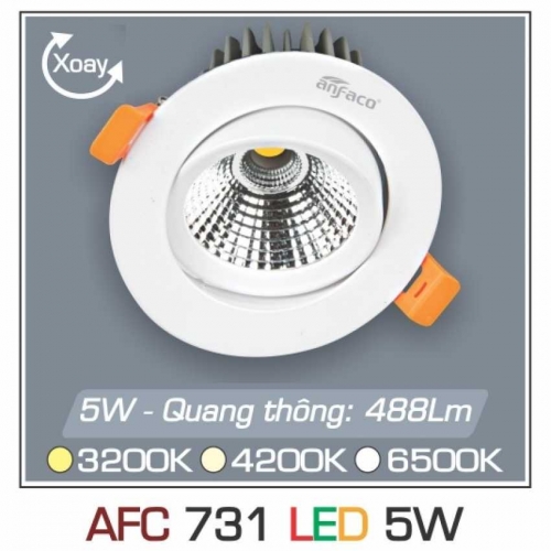 Đèn led âm trần Anfaco AFC-731-5W ánh sáng trung tính