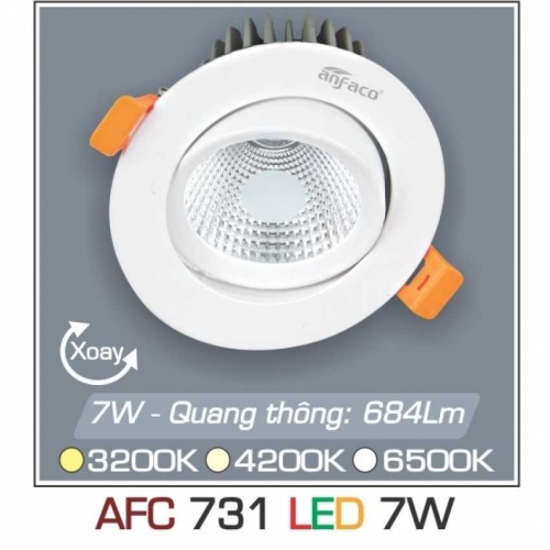 Đèn led âm trần Anfaco AFC-731-7W ánh sáng trắng