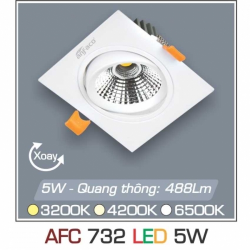 Đèn âm trần downlight Anfaco AFC 732 5W ánh sáng trắng - vàng - trung tính