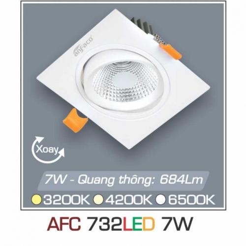 Đèn âm trần downlight Anfaco AFC 732 7W ánh sáng trắng - vàng - trung tính