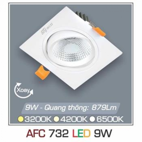 Đèn âm trần downlight Anfaco AFC 732 9W ánh sáng trắng - vàng - trung tính