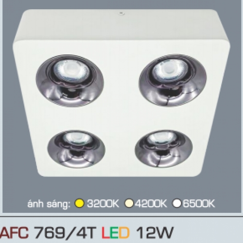 Đèn ốp trần Anfaco AFC 769/4T LED 12W ánh sáng vàng