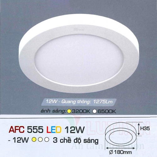 Đèn ốp trần Anfaco AFC 555 Trắng 12W 3 màu