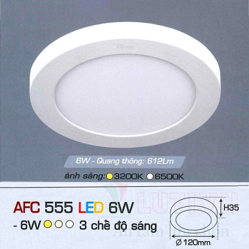 Đèn ốp trần Anfaco AFC 555 Trắng 6W 3 màu