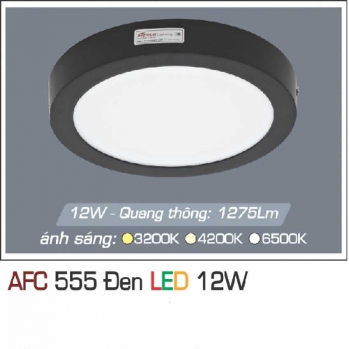 Đèn ốp trần Anfaco AFC 555 Đen 12W 1 chế độ