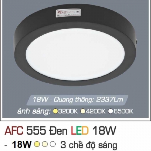 Đèn ốp trần Anfaco AFC 555 Đen 18W 3 màu
