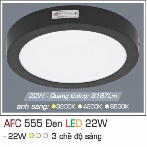 Đèn ốp trần Anfaco AFC 555 Đen 22W 3 màu
