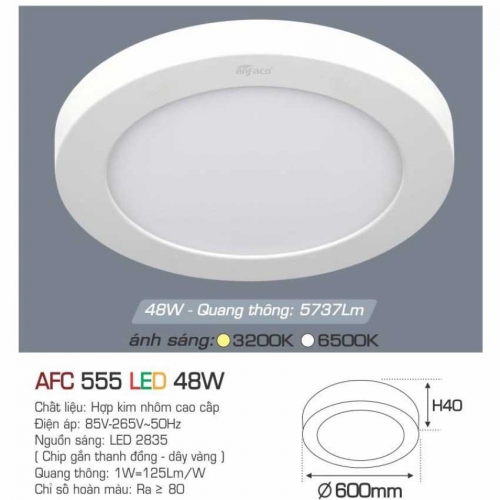 Đèn ốp trần Anfaco AFC 555 Trắng 48W 