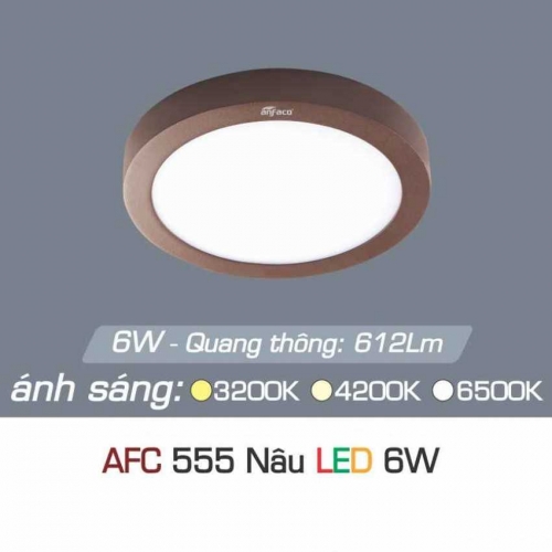 Đèn ốp trần Anfaco AFC 555 viền nâu 6W 