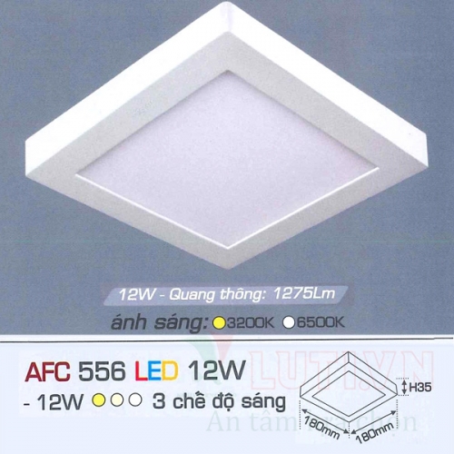 Đèn led ốp trần Anfaco AFC vuông AFC 556 12W 3 chế độ