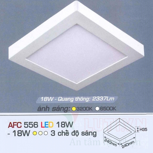 Đèn led ốp trần Anfaco AFC vuông AFC 556 18W 3 chế độ