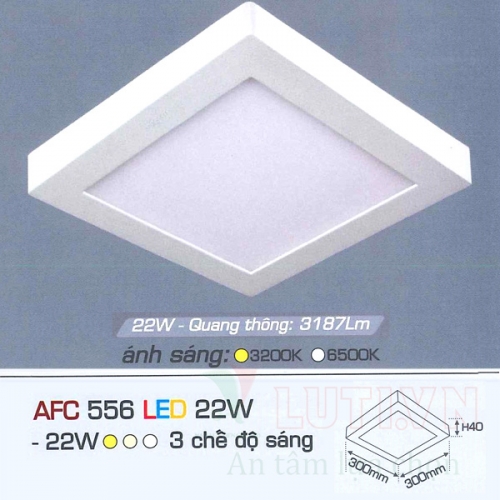 Đèn led ốp trần Anfaco AFC vuông AFC 556 22W 3 chế độ