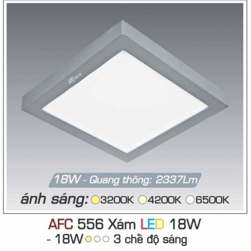 Đèn led ốp trần Anfaco AFC 556 viền xám 18W 3 chế độ