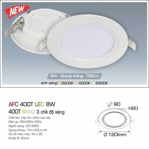 Đèn âm trần downlight Anfaco AFC 400T LED 8W 3 chế độ