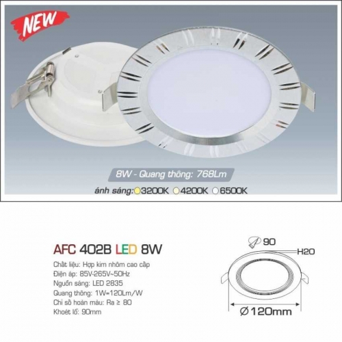 Đèn âm trần downlight Anfaco AFC 402B LED 8W