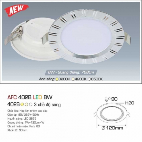 Đèn âm trần downlight Anfaco AFC 402B LED 8W 3 chế độ