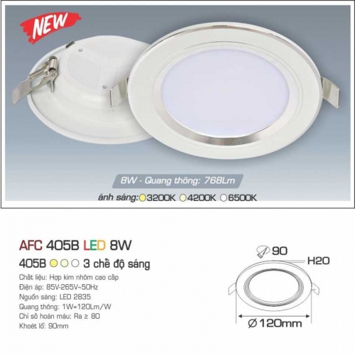 Đèn âm trần downlight Anfaco AFC 405B LED 8W 3 chế độ