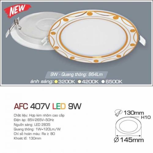 Đèn âm trần downlight Anfaco AFC 407V LED 9W