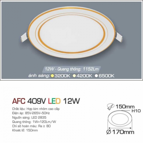 Đèn âm trần downlight Anfaco AFC 409V LED 12W