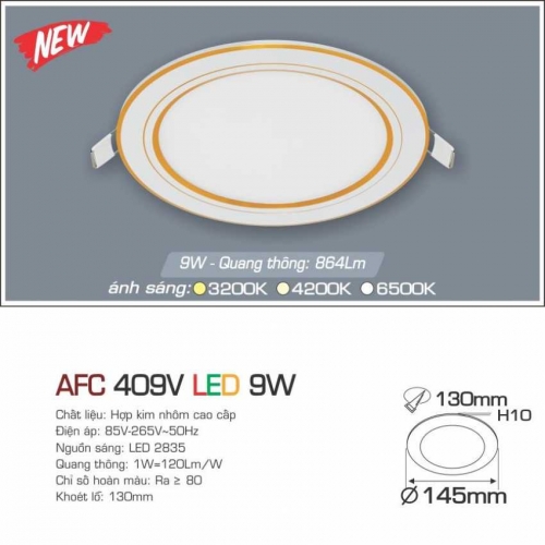 Đèn âm trần downlight Anfaco AFC 409V LED 9W