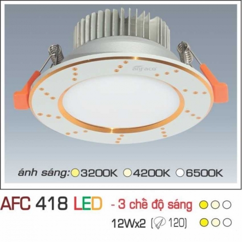 Đèn âm trần downlight Anfaco AFC 418 LED 12W 3 chế độ