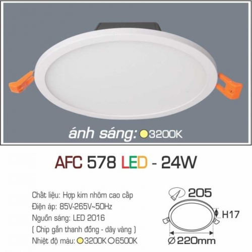 Đèn âm trần downlight Anfaco AFC 578 LED 24W ánh sáng Vàng