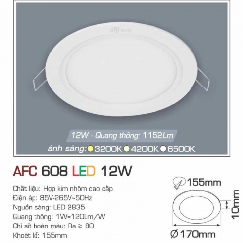 Đèn âm trần downlight Anfaco AFC 608 LED 12W