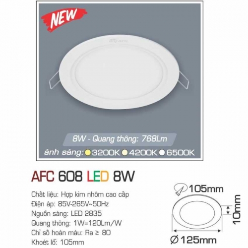 Đèn âm trần downlight Anfaco AFC 608 LED 8W