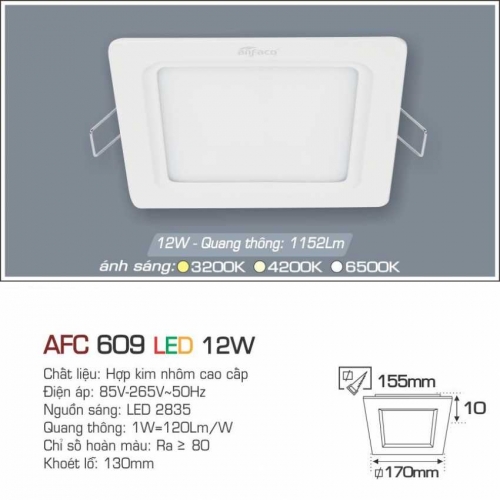 Đèn âm trần downlight Anfaco AFC 609 LED 12W