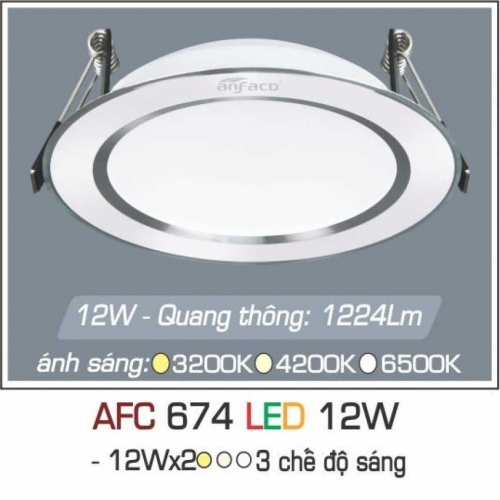 Đèn âm trần downlight Anfaco AFC 674 LED 12W 3 chế độ