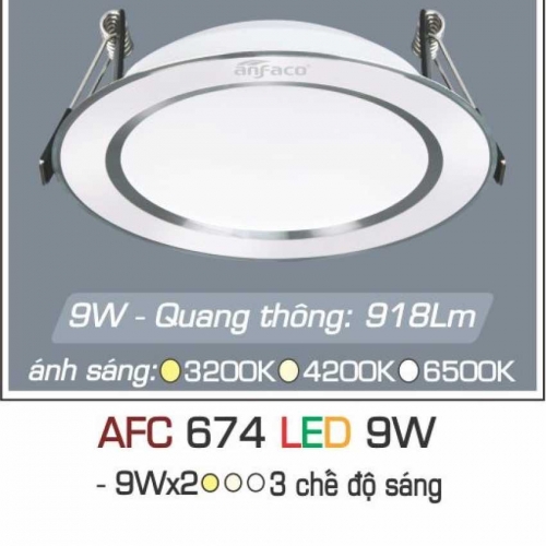Đèn âm trần downlight Anfaco AFC 674 LED 9W 3 chế độ