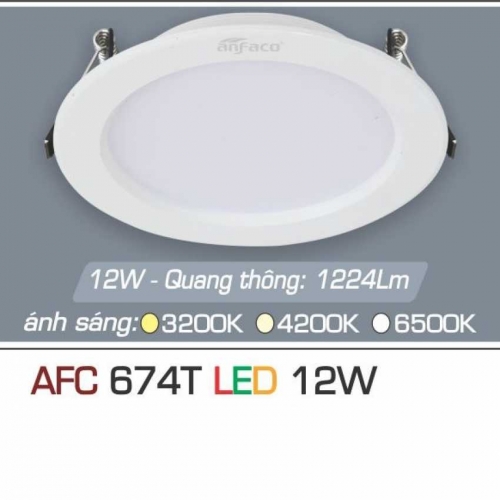Đèn âm trần downlight Anfaco AFC 674T LED 12W