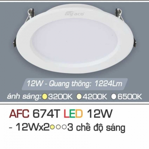 Đèn âm trần downlight Anfaco AFC 674T LED 12W 3 chế độ