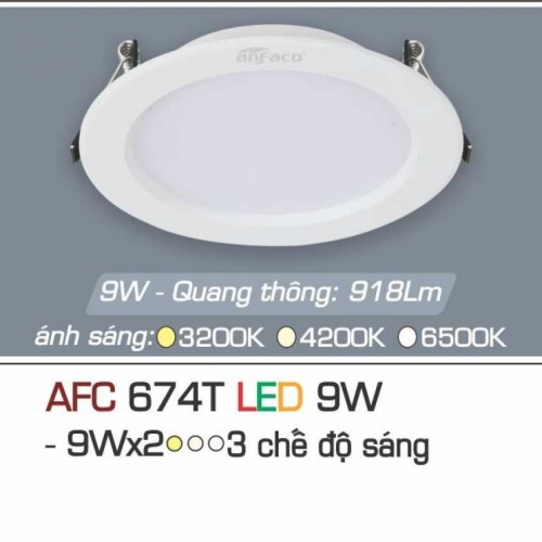 Đèn âm trần downlight Anfaco AFC 674T LED 9W 3 chế độ