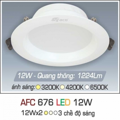 Đèn âm trần downlight Anfaco AFC 676 LED 12W 3 chế độ
