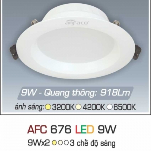 Đèn âm trần downlight Anfaco AFC 676 LED 9W 3 chế độ