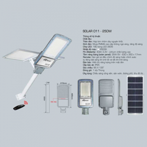 Đèn đường LED Solar 011-250W