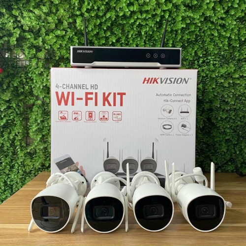 KIT WIFI 2MP THẾ HỆ MỚI TRỌN BỘ (4 Camera Wifi hình trụ 2MP + 1 đầu ghi hình NVR 4 kênh) NK42W0H