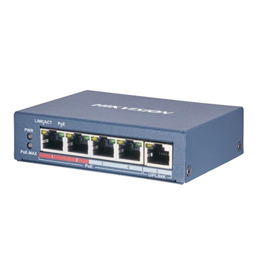 Switch mạng 4 cổng PoE 100M, 1 cổng uplink 10/100M, Layer 2 DS-3E0105P-E/M(B)