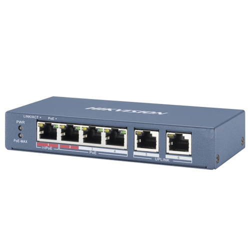 Switch mạng 4 cổng PoE, 2 cổng uplink 10/100Mbps DS-3E0106P-E/M