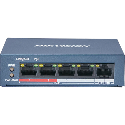 Switch mạng 4 cổng PoE 100M, 1 cổng uplink 10/100M, Layer 2 DS-3E0105P-E/M(B)