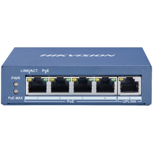 Switch POE GIGABIT 4 cổng PoE 1000Mpbs, 1 cổng uplink 1000Mbps, Layer 2 DS-3E0505P-E/M