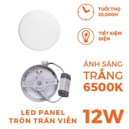 Đèn LED Panel ốp trần nổi tròn Nanoco NRP126R - Ánh sáng trắng 6500K