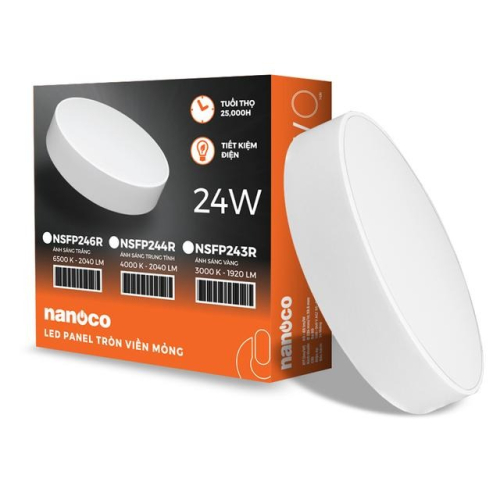 Đèn LED Panel ốp trần nổi tròn Nanoco NSFP246R - Ánh sáng trắng 6500K